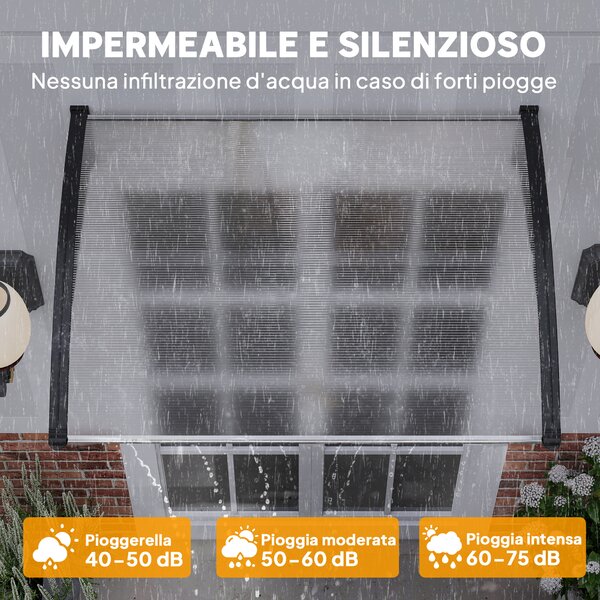 Outsunny Tettoia per Esterni Curva con Viti e Bulloni Inclusi, in Policarbonato, PP e Alluminio, 122x89x24 cm|Aosom