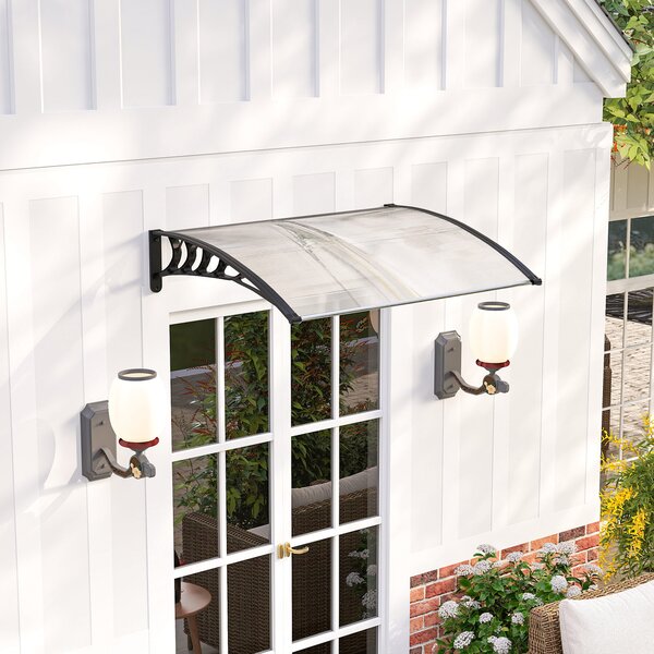 Outsunny Tettoia per Esterni Curva con Viti e Bulloni Inclusi, in Policarbonato, PP e Alluminio, 122x89x24 cm|Aosom