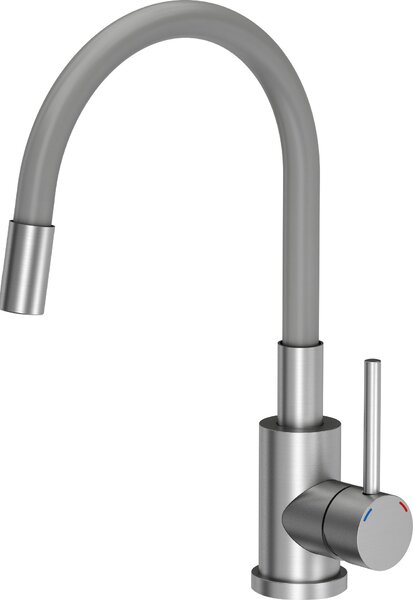 VBChome Rubinetto per lavello Grigio Inox Flessibile Rotante a 360° Acciaio inossidabile spazzolato Rubinetto da cucina Rubinetto da cucina Miscelatore monocomando per lavello Miscelatore per lavello Flessibile