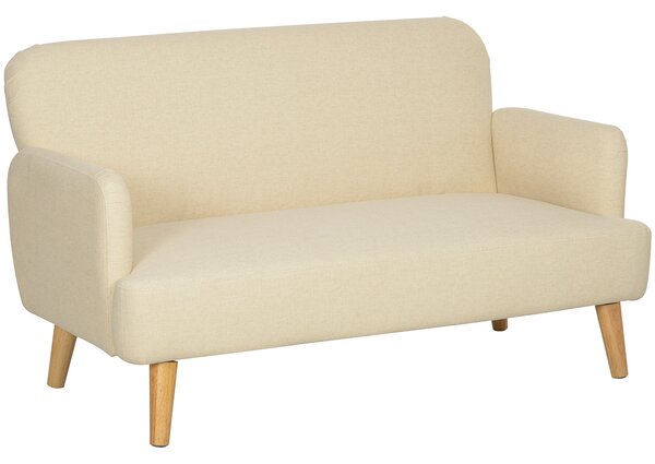 HOMCOM Divano 2 Posti Moderno Effetto Velluto con Imbottitura Spessa, 140x74x79cm, Bianco Crema