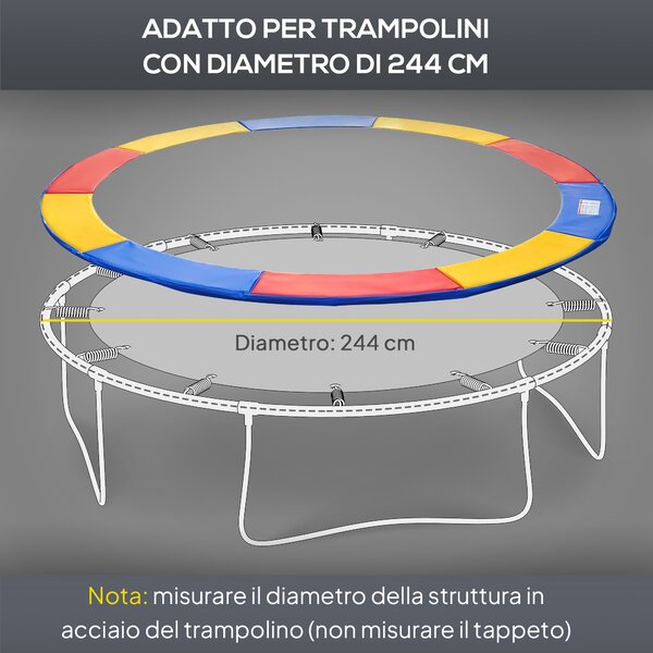 HOMCOM Copertura Bordo di Protezione per Trampolino Elastico Giaridno in PVC ( Ø244cm )|Aosom