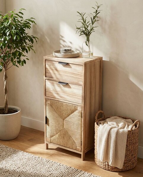 AZEL - mobiletto in legno con 2 cassetti e 1 anta