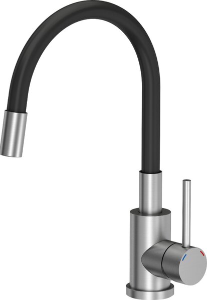VBChome Rubinetto per lavello nero inox flessibile ruotabile a 360° in acciaio inox spazzolato Rubinetto da cucina Rubinetto da cucina Rubinetto monocomando per lavello Rubinetto miscelatore per lavello Flessibile