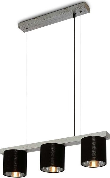 Briloner Leuchten LURI - Lampade a sospensione - 4736034 - Regolabile in altezza - Silver-Crafted - Legno - Attacco E14 max. 25 Watt - 3 luci - 65 x 15 x 136 cm