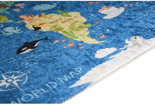 Tappeto per bambini blu lavabile 160x230 cm Animal Atlas – Vitaus