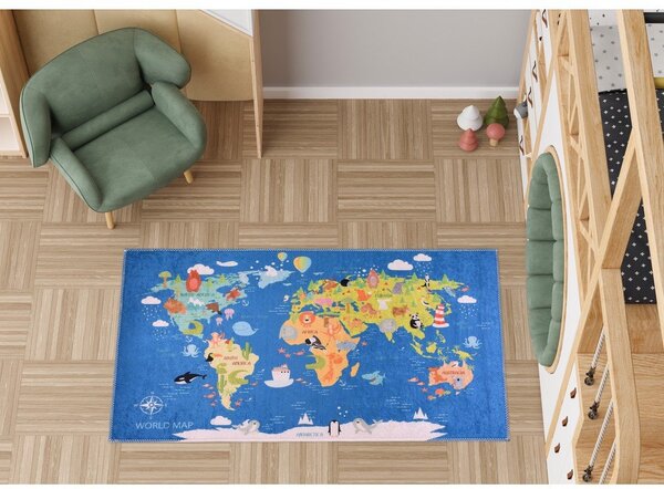 Tappeto per bambini blu lavabile 160x230 cm Animal Atlas – Vitaus
