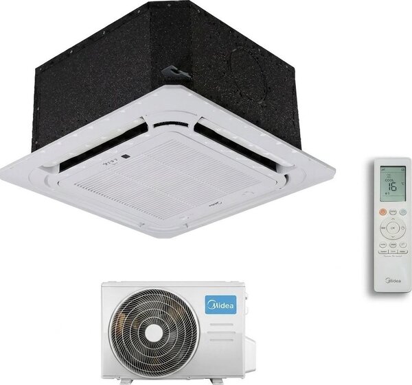 MIDEA Climatizzatore a Cassetta 4 Vie 12000 Btu Monosplit Condizionatore con Pompa di Calore Classe A++/A+ Pannello e Comando Inlusi (Unit Interna