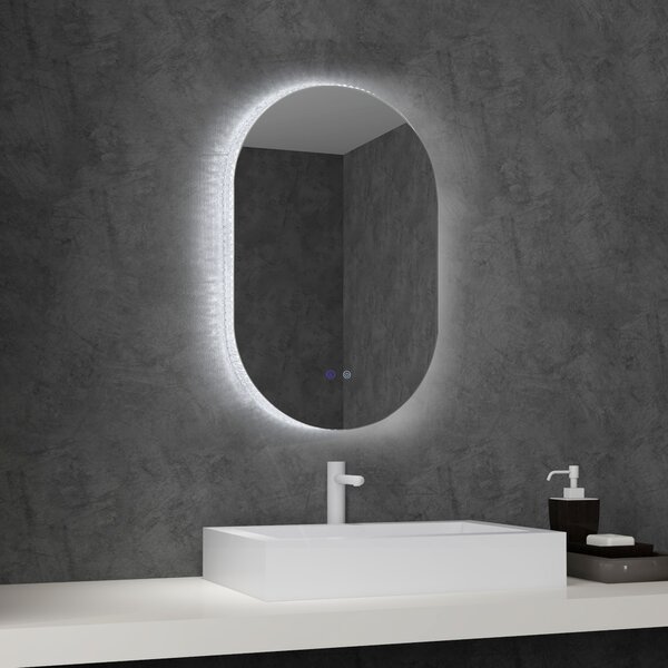 Kleankin Specchio Bagno LED Antiappannamento con Luminosità Regolabile, in Vetro e Alluminio, 81x51x4.5 cm | Aosom Italy