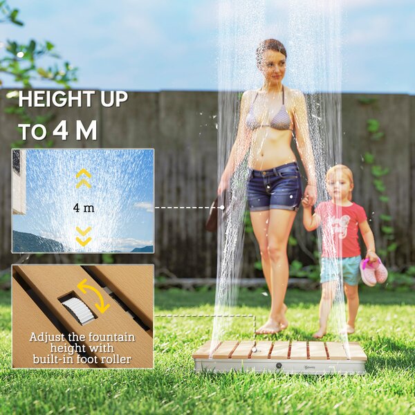 Outsunny Doccia da Giardino Portatile con Altezza Fino a 4 m e Getti d'Acqua Regolabili, 70x55 cm, Legno | Aosom Italy