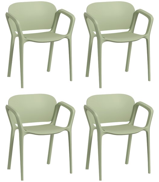 Set Di 4 Sedie Da Giardino Outsunny - Plastica Impilabile Con Braccioli, Bianche - Foto 7