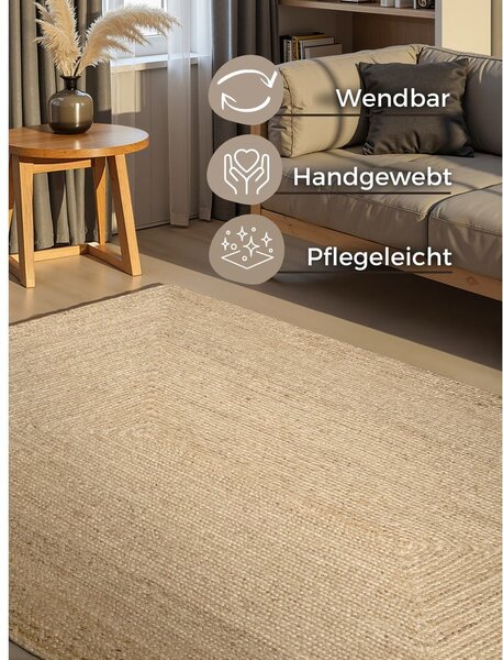 Tappeto colore naturale chiaro in iuta reversibile/tessuto a mano 120x180 cm Juno – Hanse Home
