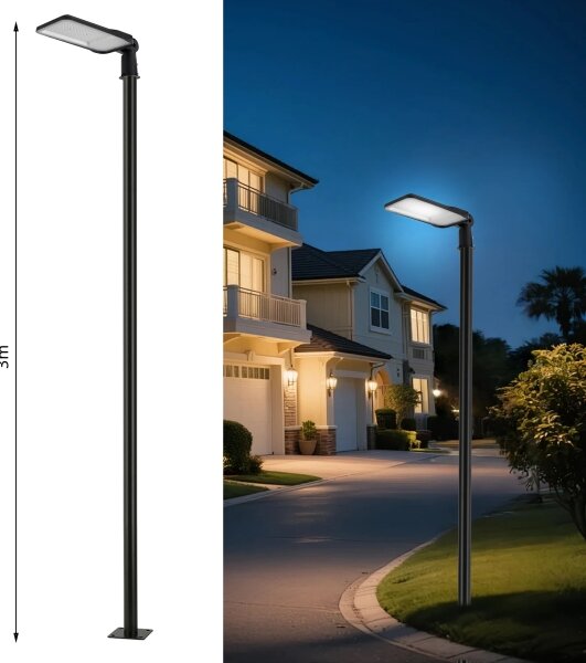 Brilagi-LED Lampada da esterno con palo e kl. 3 m URBANLIGHT LED/200W/230V nera IP65