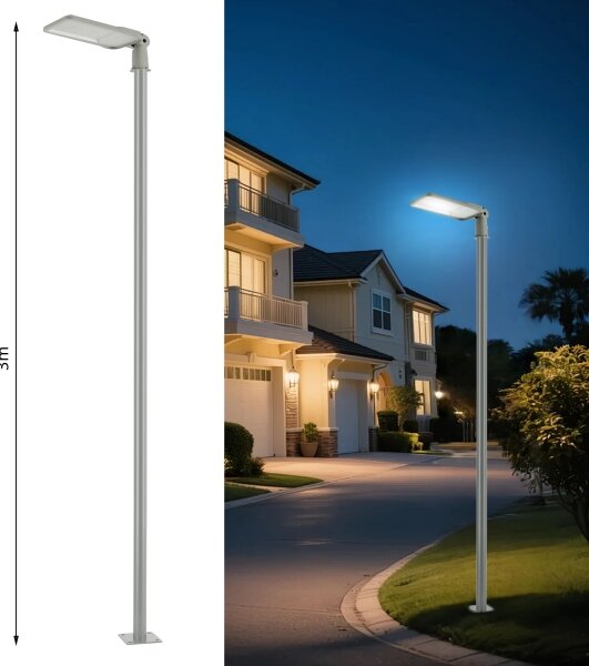 Brilagi-LED Lampada esterna con palo e cavo da 3 m URBANLIGHT LED/200W/230V grigia IP65