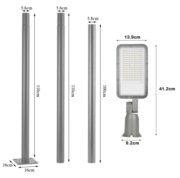 BRILAGI - Lampada da esterno a LED con palo e kl. 3 m URBANLIGHT LED/50W/230V grigio IP65