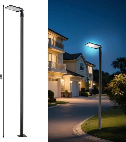 Brilagi-LED Lampione da esterno con palo e kl. 3 m URBANLIGHT LED/100W/230V nero IP65