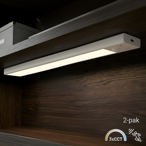SET 2x illuminazione LED ricaricabile per mobili con sensore VIRO, LED 1,2W/800 mAh, 30cm, CCT, bianco