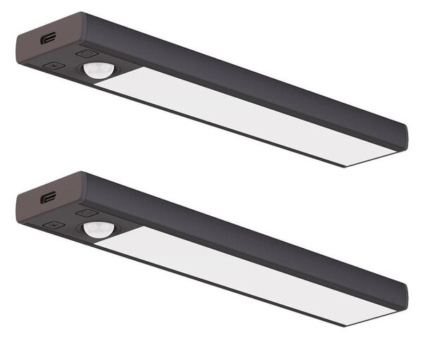 SET 2x luci LED ricaricabili per mobili con sensore VIRO LED/1W/800 mAh 20 cm CCT nero