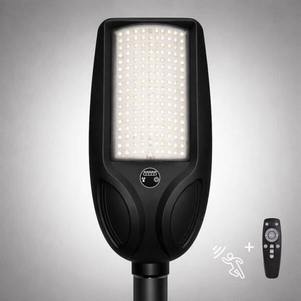 Lampione solare stradale LED dimmerabile con sensore VENICE 200W/12000 mAh IP65 nero + telecomando