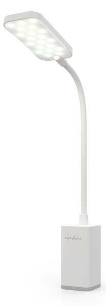 Nedis LTLR10WT - Lampada da tavolo ricaricabile LED dimmerabile a sfioramento con clip LED/5W/1200 mAh bianca