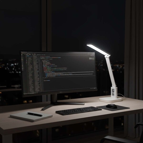 Nedis LTLRC10WT - Lampada LED ricaricabile dimmerabile con display, 7,5 W/1200 mAh, 3000/4000/5700 K, bianca