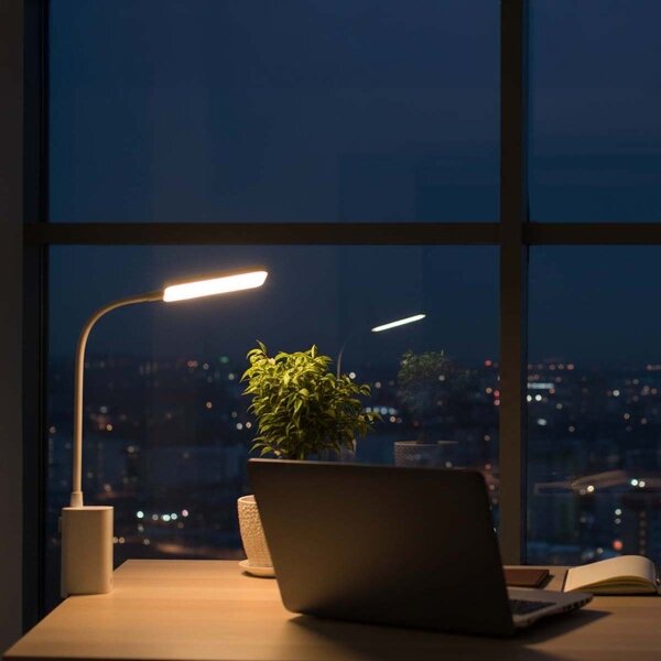 Nedis LTLR10WT - Lampada da tavolo ricaricabile LED dimmerabile a sfioramento con clip LED/5W/1200 mAh bianca