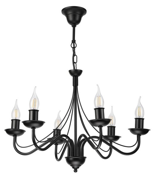 Lampadario a catena ANTON 6xE14/60W/230V nero