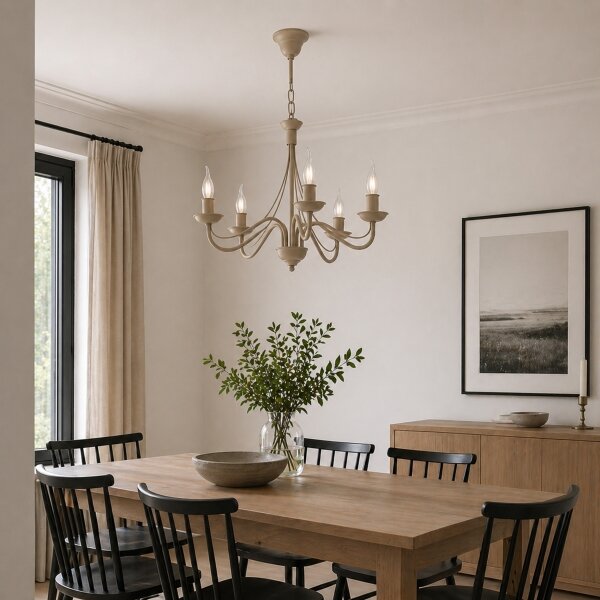 Lampadario a catena ANTON 5xE14/60W/230V beige