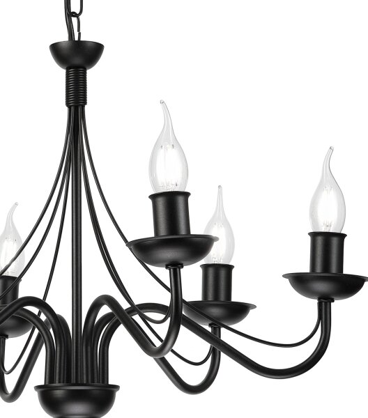Lampadario a catena ANTON 6xE14/60W/230V nero
