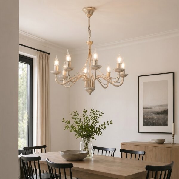 Lampadario a catena ANTON 8xE14/60W/230V bianco patinato