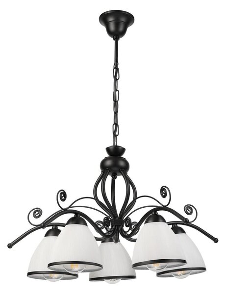 Lampadario a catena RETRO 5xE27/60W/230V nero/bianco
