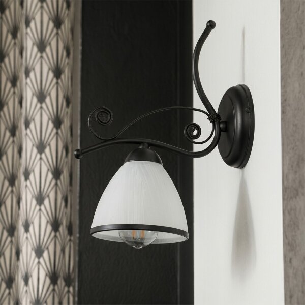 Applique RETRO 1xE27/60W/230V nero/bianco