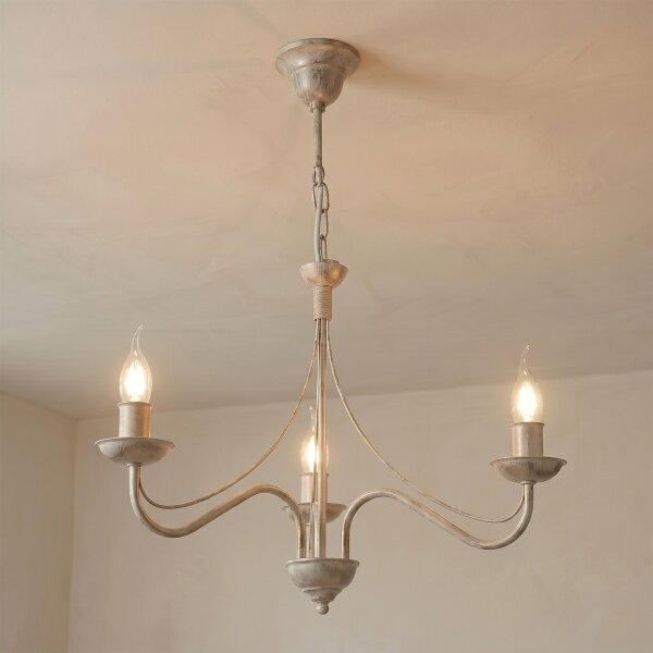 Lampadario a catena ANTON 3xE14/60W/230V bianco patinato