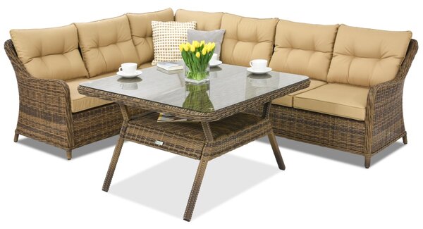 Toledo Comida 5 Angular Garden Point marrone technorattan mobili da giardino