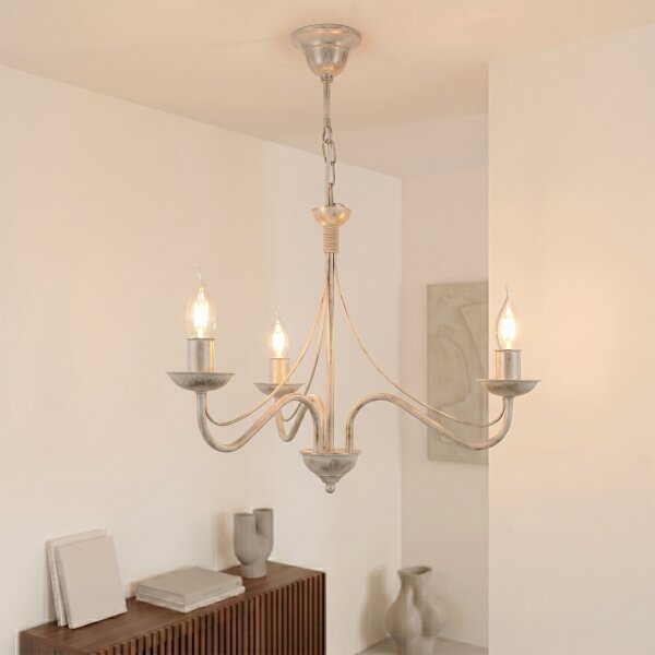 Lampadario a catena ANTON 3xE14/60W/230V bianco patinato