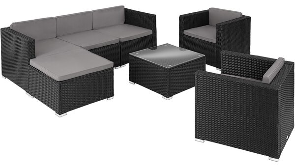 Tectake salottino in rattan lignano con 2 poltrone