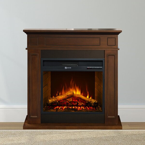 Divina Fire Camino Elettrico Caminetto da Terra JEFFERSON in Legno L 89,5xH90,5xP28 colore Noce - DF104405