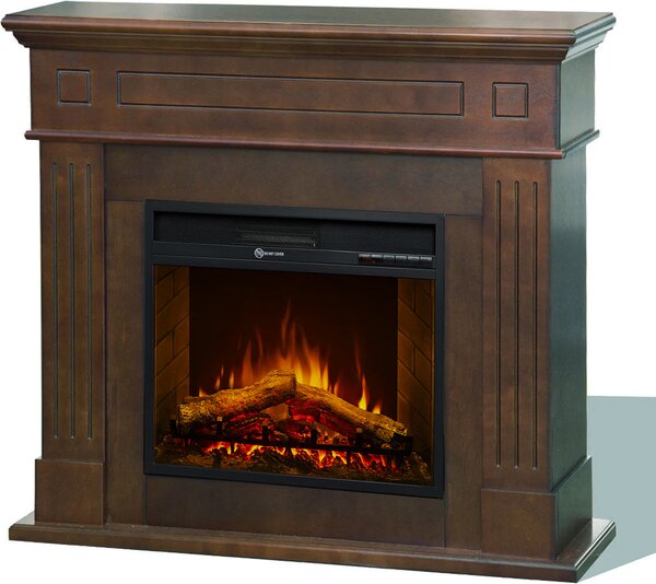 Divina Fire Camino Elettrico Caminetto da Terra CAMBRIDGE in Legno 110x36x100h colore Noce - DF104407