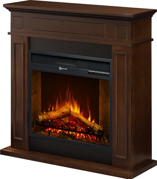 Divina Fire Camino Elettrico Caminetto da Terra JEFFERSON in Legno L 89,5xH90,5xP28 colore Noce - DF104405