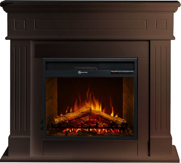 Divina Fire Camino Elettrico Caminetto da Terra CAMBRIDGE in Legno 110x36x100h colore Noce - DF104407