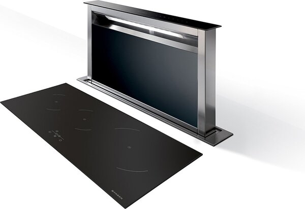 Faber Cappa Cucina Filtrante DownDraft da Incasso a Scomparsa 90 cm colore Inox / Nero - 340.0492.566 Fabula Evo+BK A 90