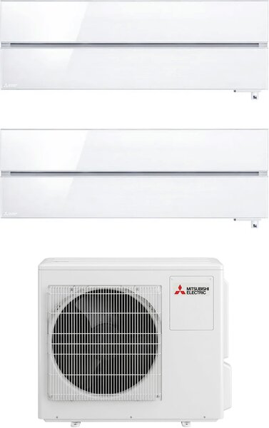 MITSUBISHI Climatizzatore Dual Split Inverter 12000 + 12000 Btu Condizionatore con Pompa di Calore Classe A+++/A++ Gas R32 (Unit Interna + Unit E