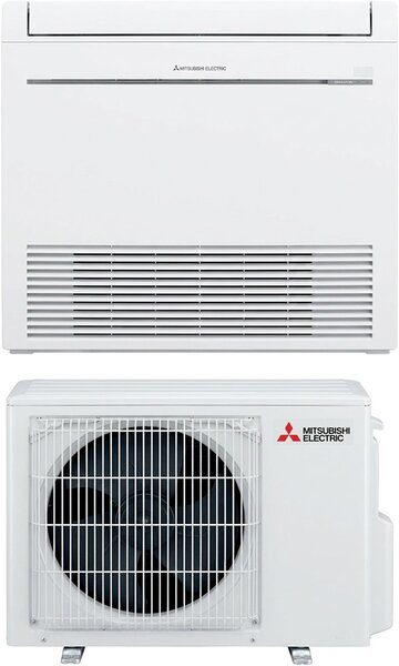 MITSUBISHI Climatizzatore a Console 9000 Btu Inverter Monosplit Condizionatore con Pompa di Calore Classe A++/A+ Gas R32 (Unit Interna + Unit Est