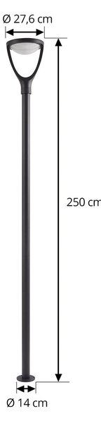 Lucande Lampada da esterno Filor, nero, alluminio, 250 cm Filor, Nero, Alluminio, Moderno