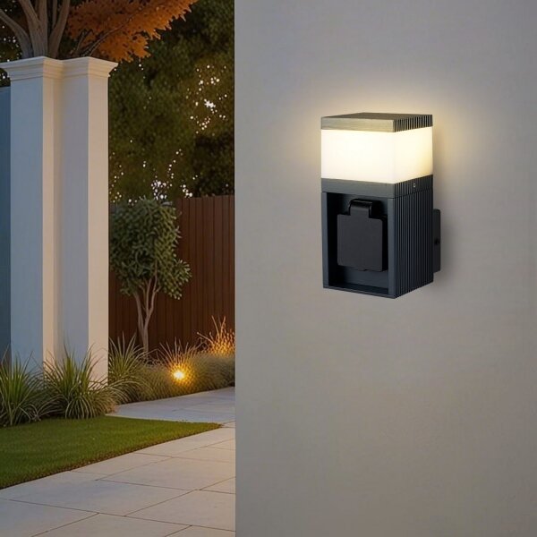 Brilagi - Lampada da esterno con presa SCHUKO PILLAR 1xG9/11W/230V IP44 antracite