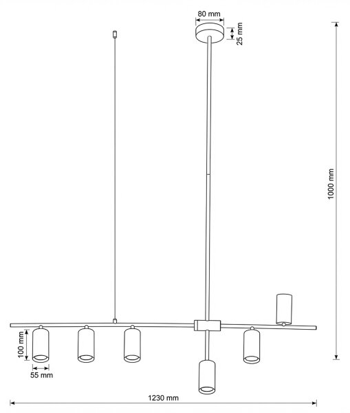 Brilagi - Lampadario a cavo CRANE 6xGU10/30W/230V nero