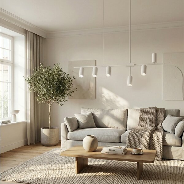 Brilagi - Lampadario sospeso su cavo CRANE 6xGU10/30W/230V bianco