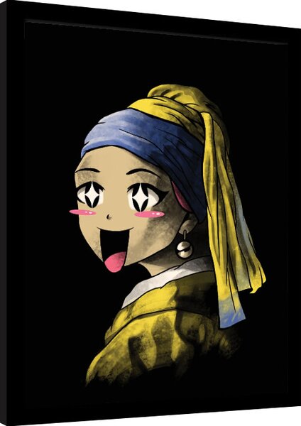 Quadro Vincent Trinidad - Kawaii With a Pearl Earring, Poster Incorniciato