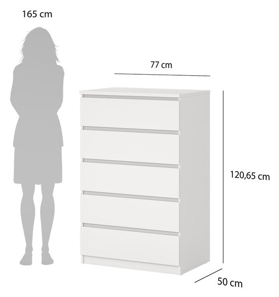 Cassettiera bianca 77x121x50 cm Naia – Tvilum