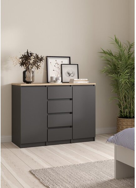 Credenza grigio scuro 121x91x50 cm Naia – Tvilum