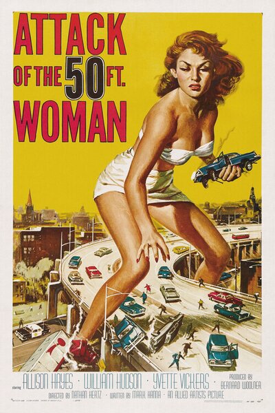 Riproduzione Attack of the 50ft Woman Vintage Cinema Retro Movie Theatre Poster Horror Sci-Fi